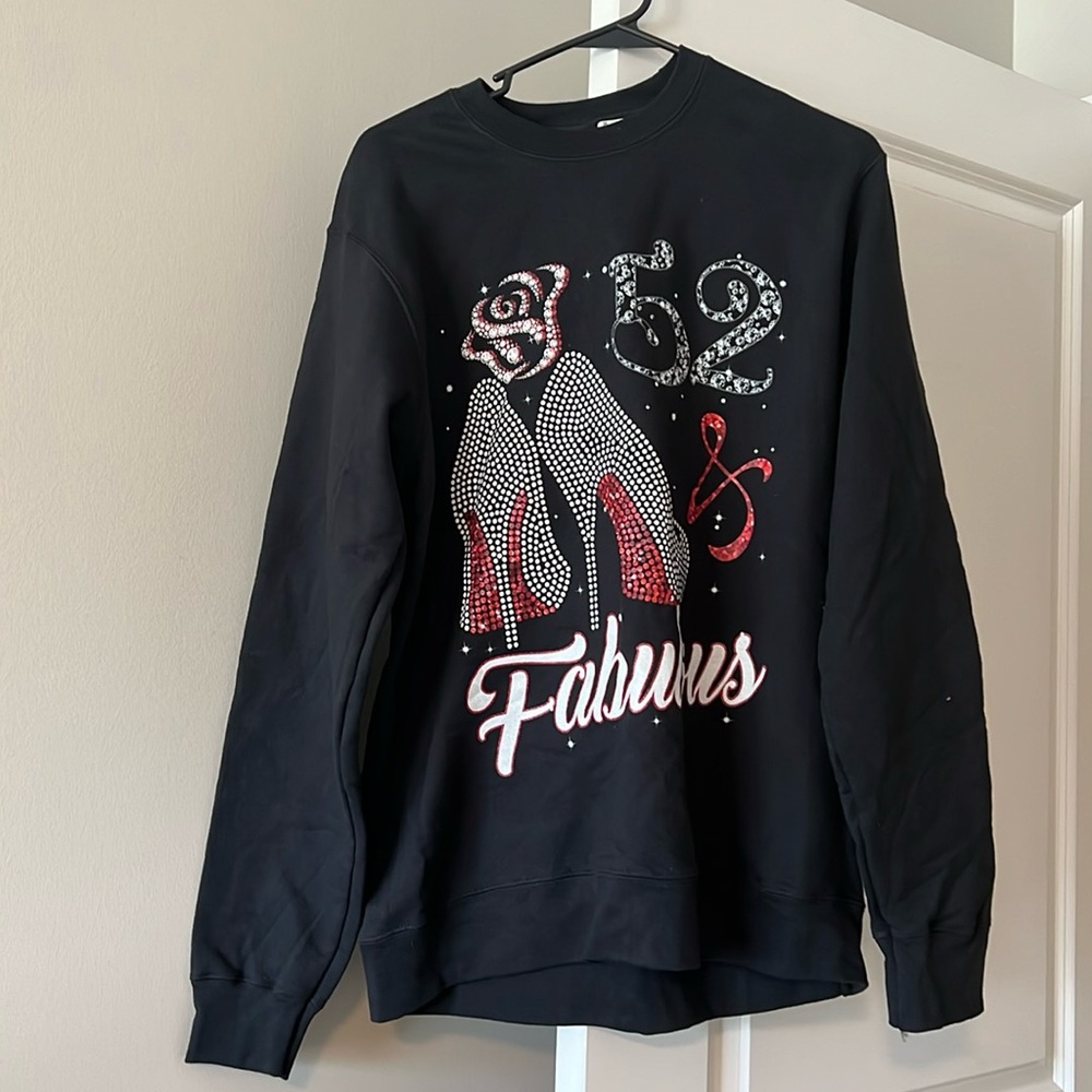 Brand New 52nd Birthday Sweatshirt. Size Medium. Black/White/Red